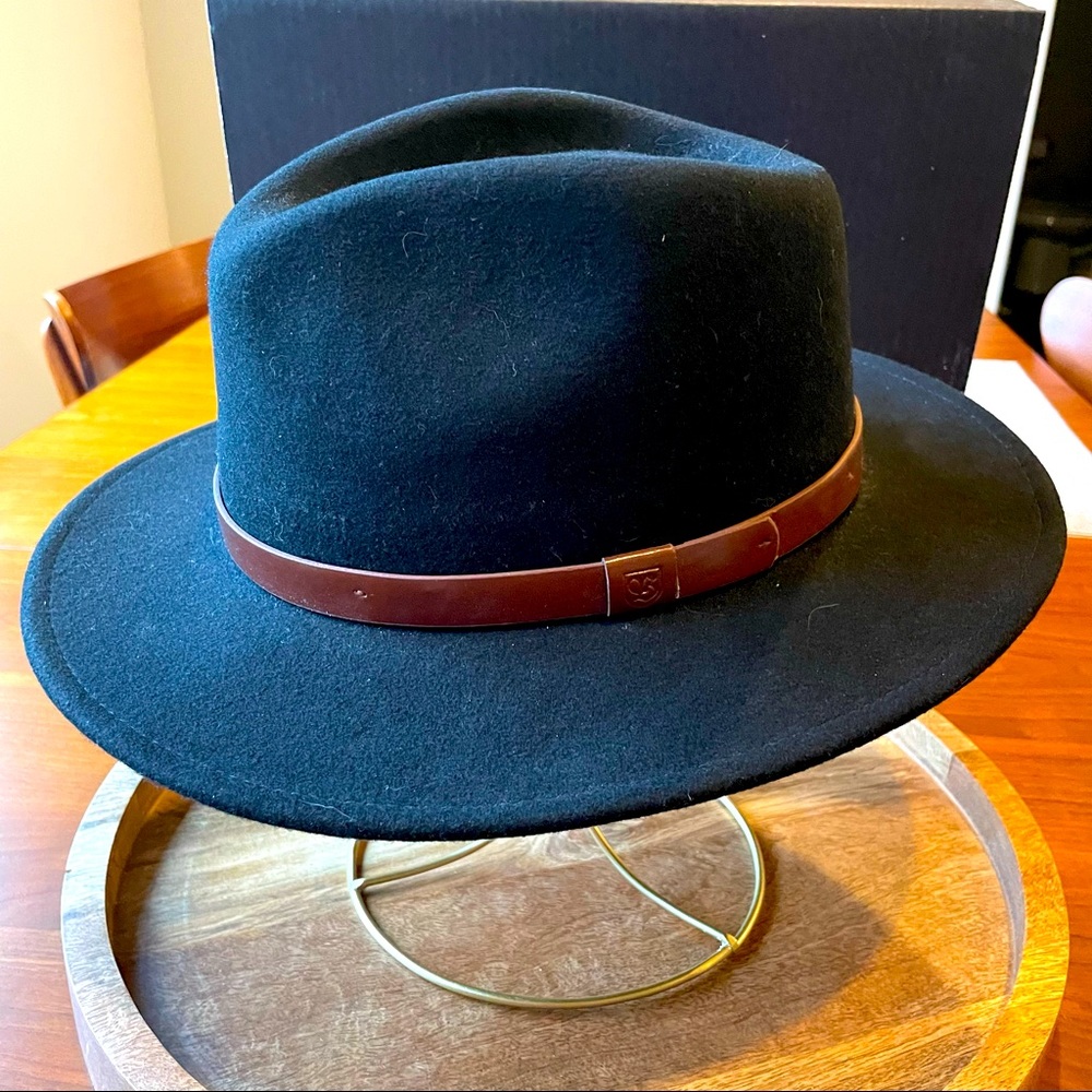 BRIXTON, Black Fedora, Wool, Size 7.5